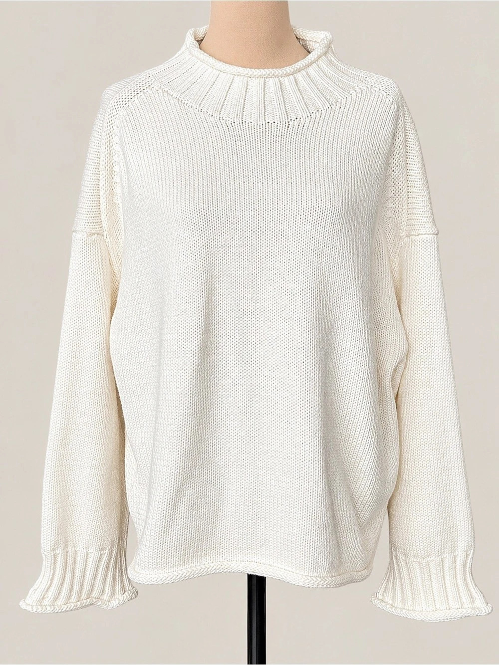 J.Crew Ivory Cotton Mock Neck Sweater Size M NWT